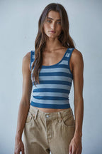 Knit Striped Seamless Padded Tank Top (multiple colors)