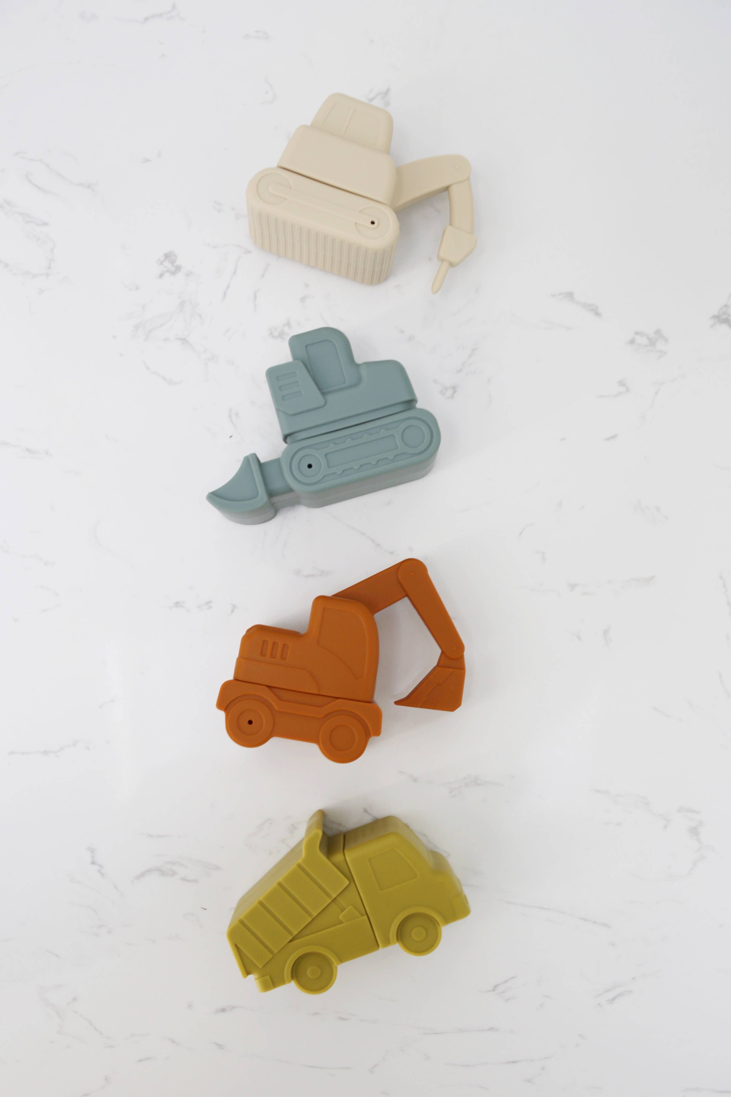 Construction Vehicle Mold Free Silicone Bath Toy Set 