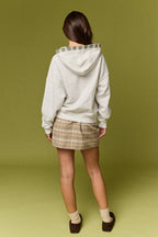 Betty Plaid Trim Pullover Hoodie
