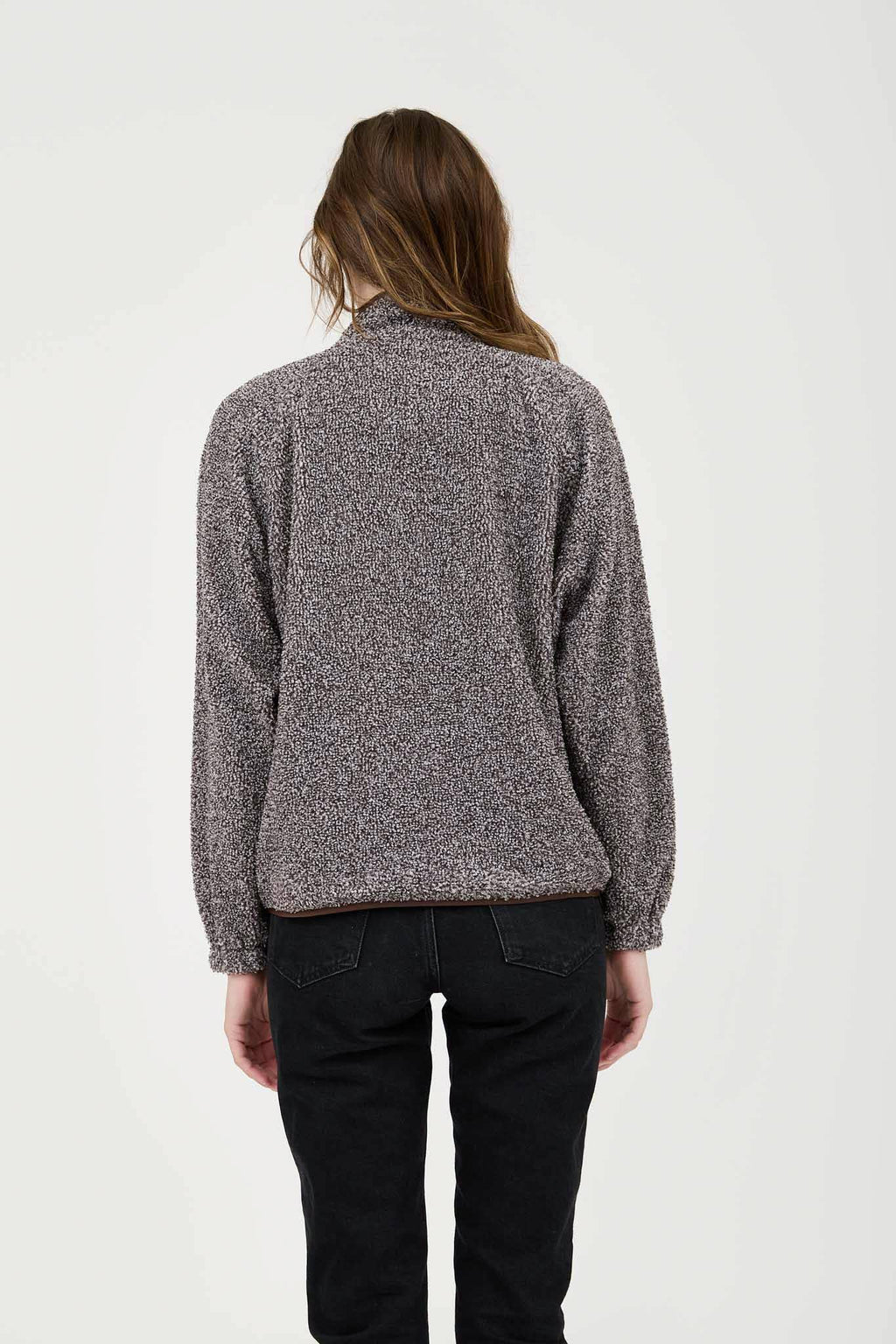 CONTRAST FLEECE SNAP BUTTON JACKET