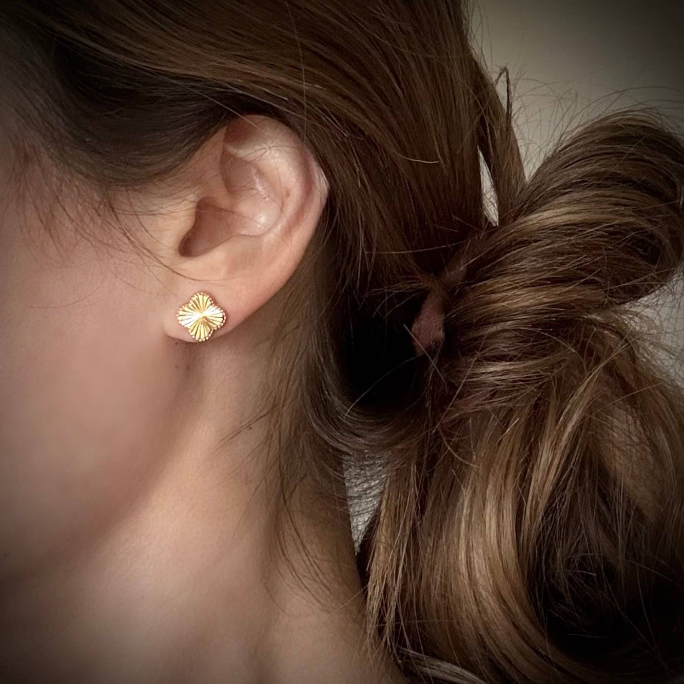 CLEO STUDS | gold clover earrings | chic stud earrings