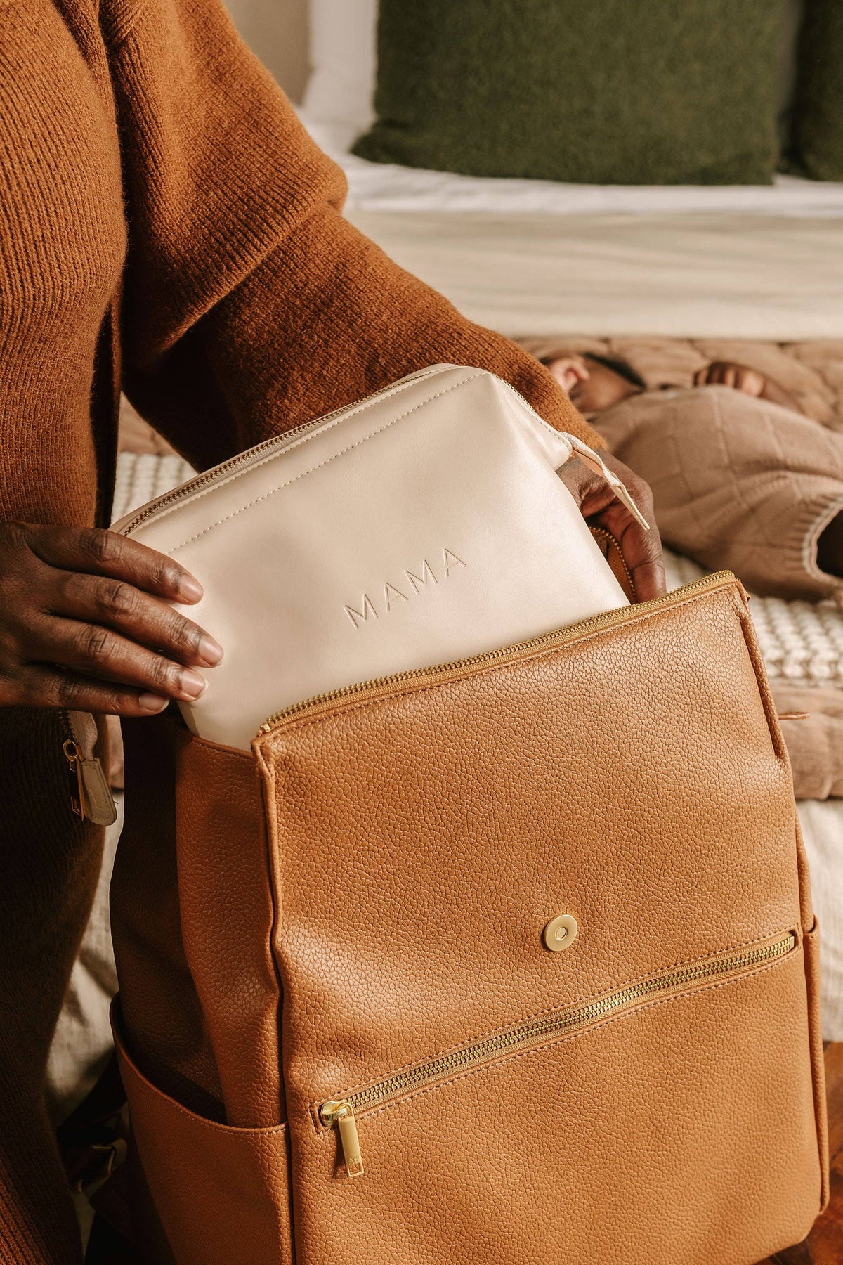 Vegan Leather Mama Bag | New Mom Gift, Postpartum, Baby