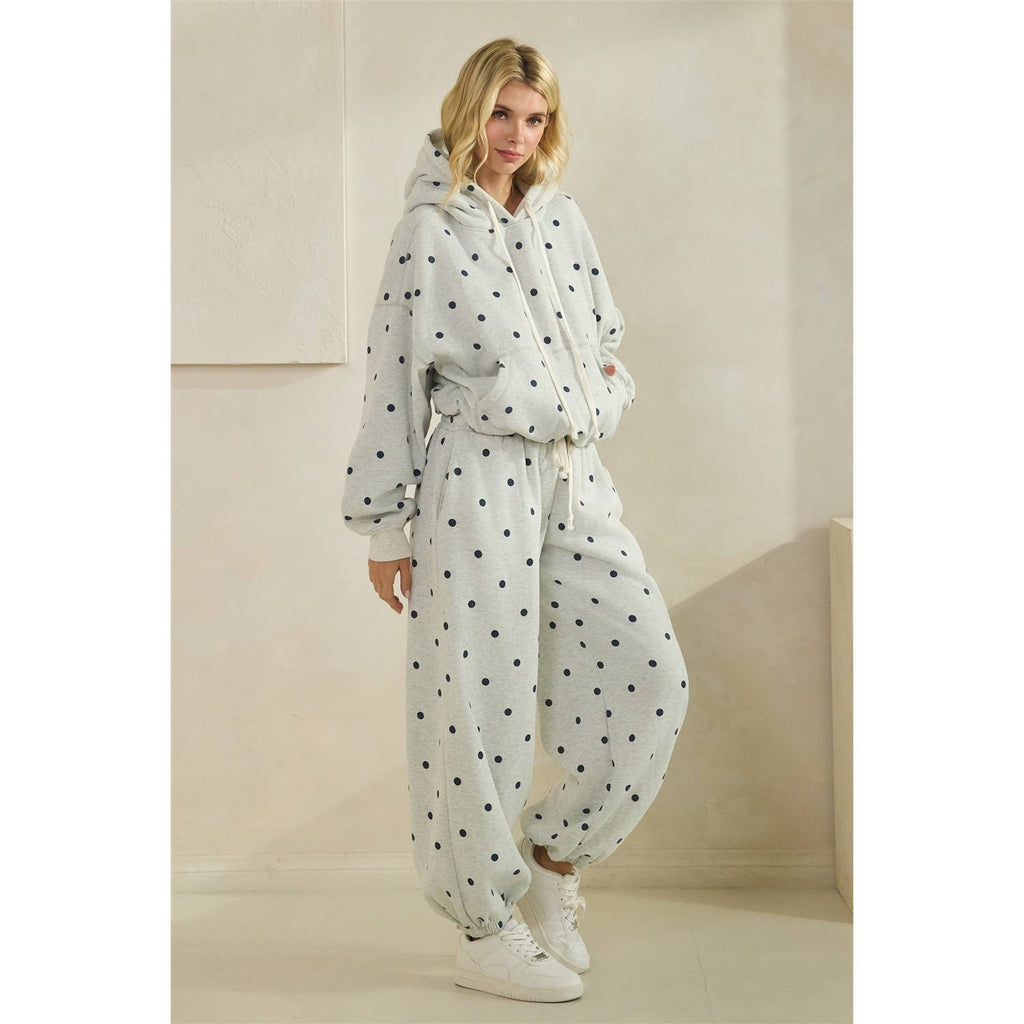 Printed Bubble Hem Knit Hoodie