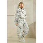 Printed Bubble Hem Knit Hoodie