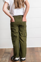Olive Green Denim Cargo Pants