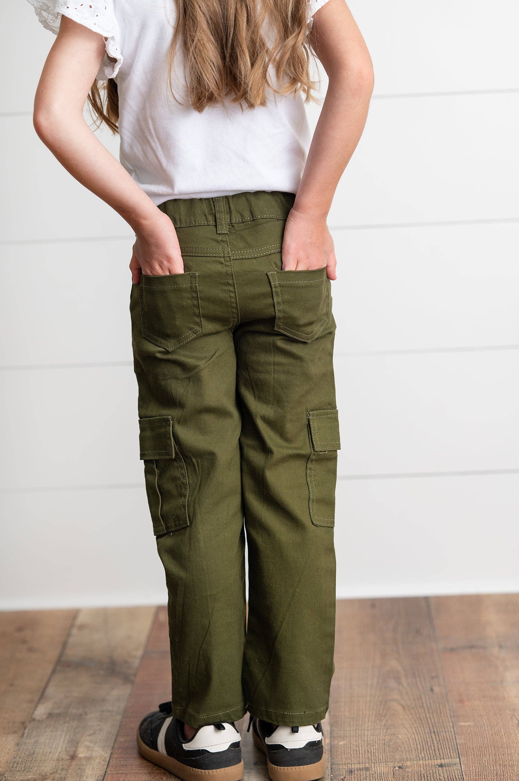 Olive Green Denim Cargo Pants