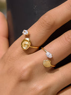 Lumirae 18K Gold Non-Tarnish Shell CZ Open Ring