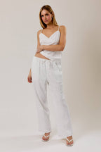 DRAW STRING WAIST EYELET PANTS