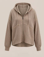 Oversized Waffle Zip-Up Lounge Hoodie Hybrid