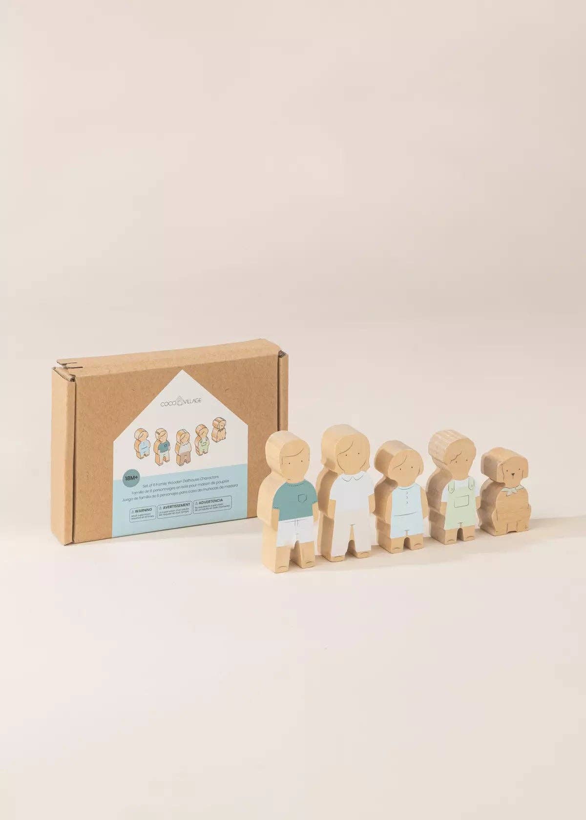 Set of 5 Family Wooden Doll House Characters
