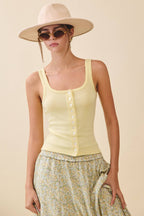 Pointelle Button Front Cami Tank ( Multicolors )