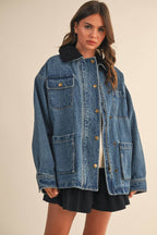 DENIM JACKET WITH REMOVABLE CORDUROY COLLAR