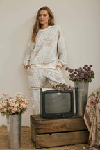 MULTI-FLORAL PATCHWORK LONG SLEEVE KNIT TOP