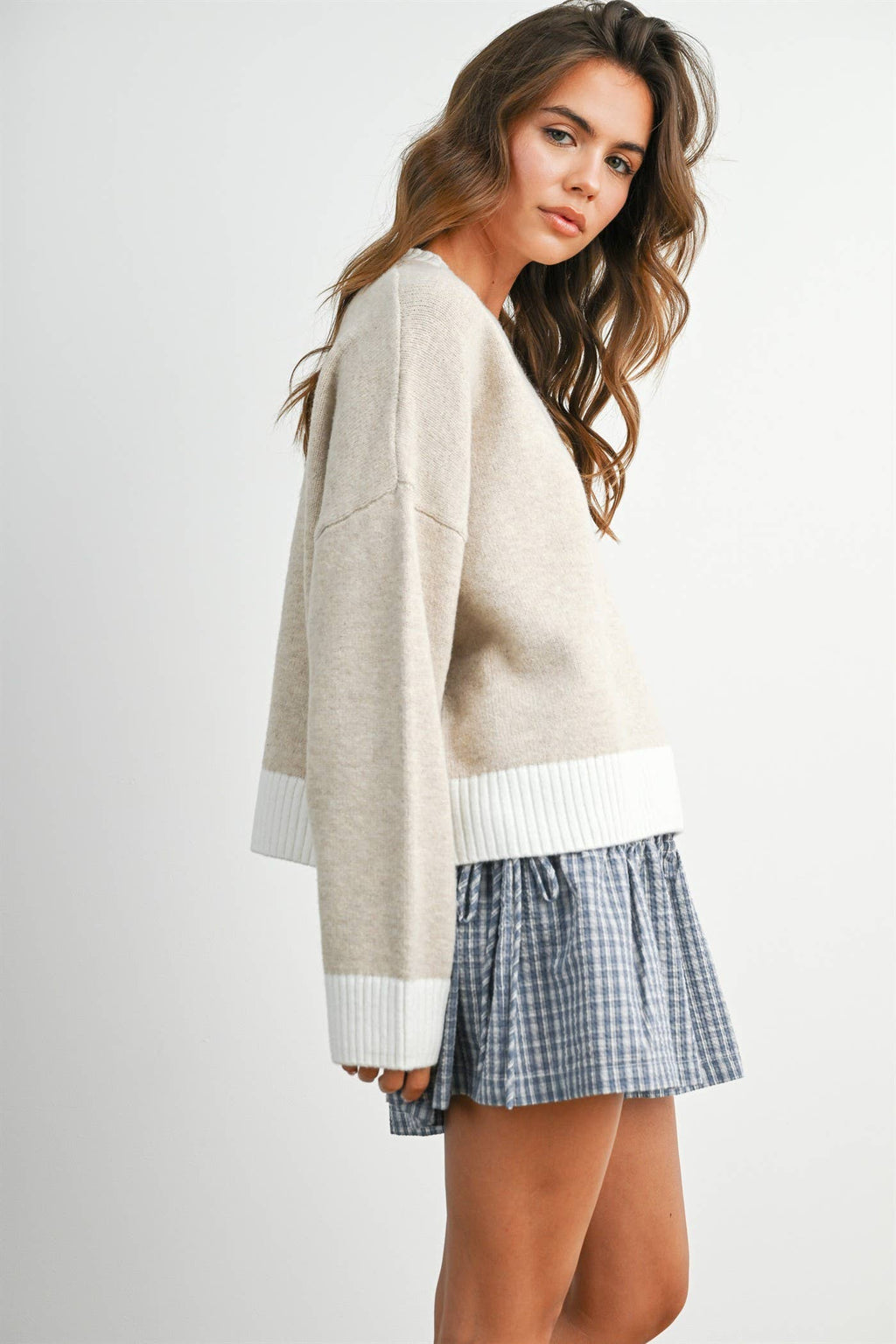 Cozy Contrast Trim Sweater