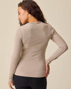Ribbed Bamboo Long Sleeve Nursing T-shirt | Sandstone