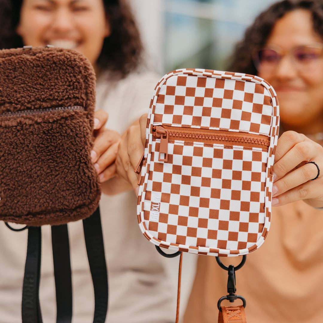 Brown Checkered Crossbody Sling