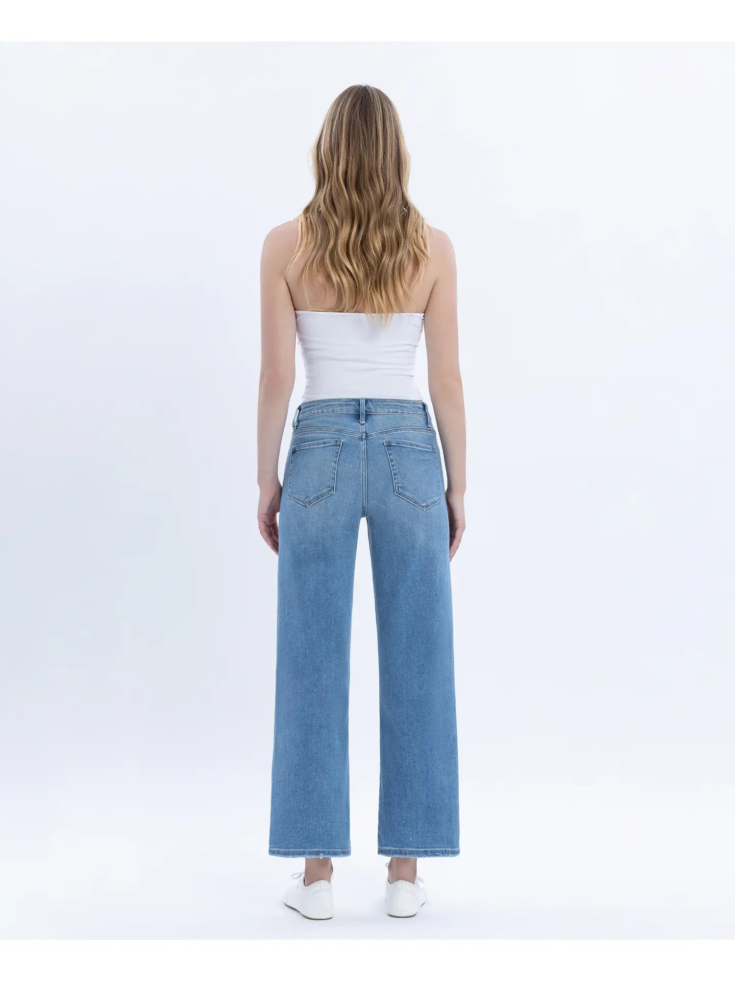 Tummy Control High Rise Crop Wide Leg Jeans
