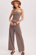 STRIPED KNIT TUBE AND WIDE PANTS SET