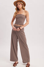 STRIPED KNIT TUBE AND WIDE PANTS SET