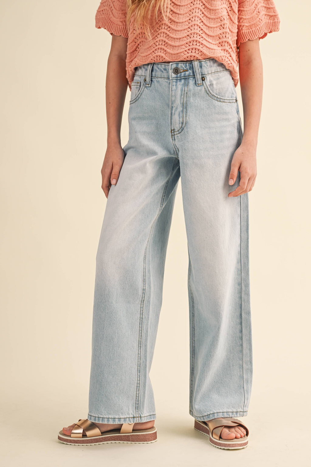 TWEEN GIRLS WIDE LEG DENIM PANTS