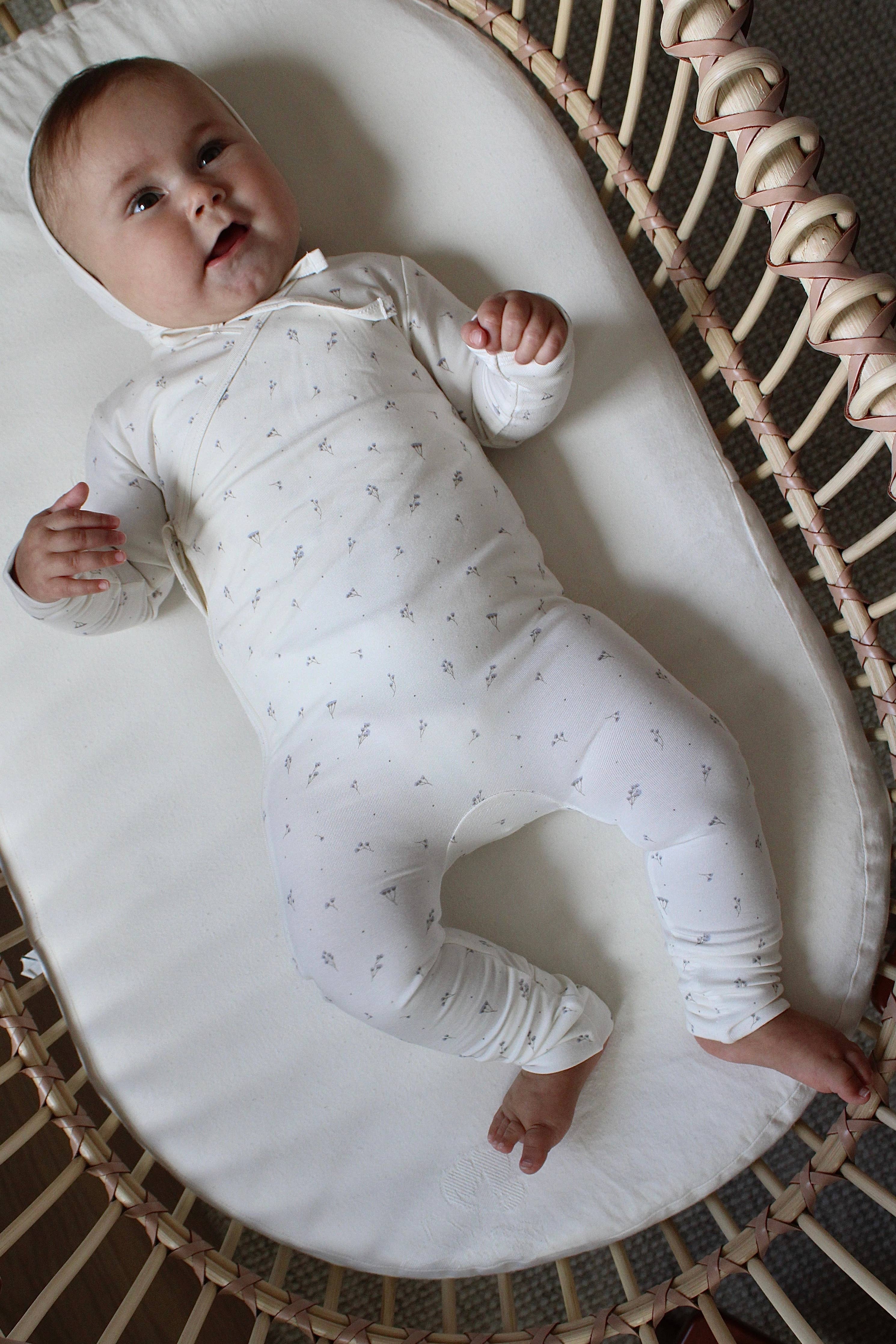 Blue Baby’s Breath Bamboo Wrap Footie