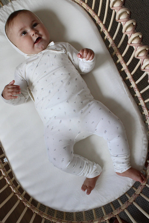 Blue Baby’s Breath Bamboo Wrap Footie