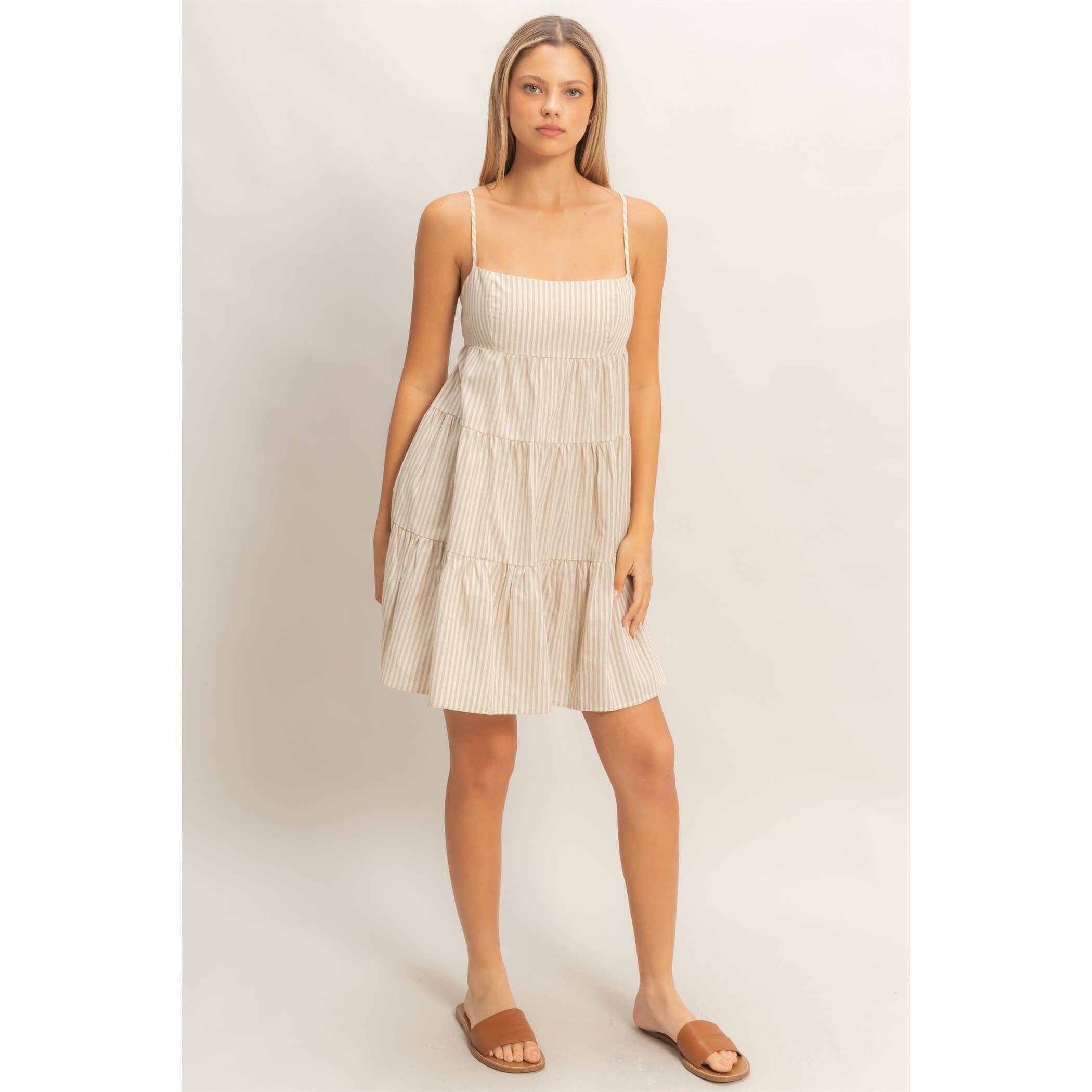 Striped Sleeveless A-Line Dress