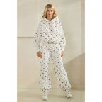 Printed Bubble Hem Knit Hoodie