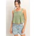 Pleated Lace Trim Tank