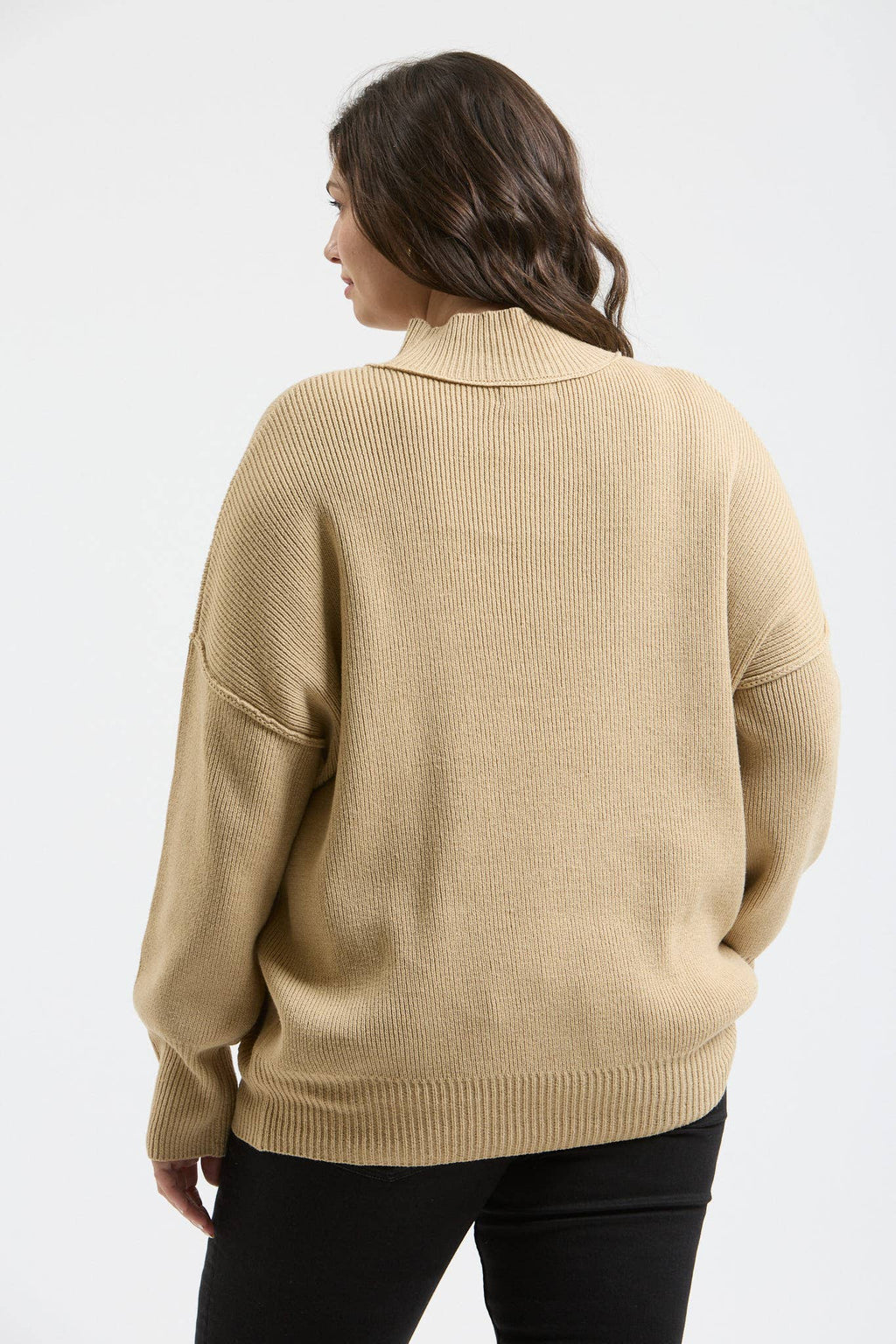 PLUS MOCK NECK RIBBED SWEATER