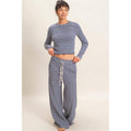 Striped Waffle Long Sleeve Top & Pants Set