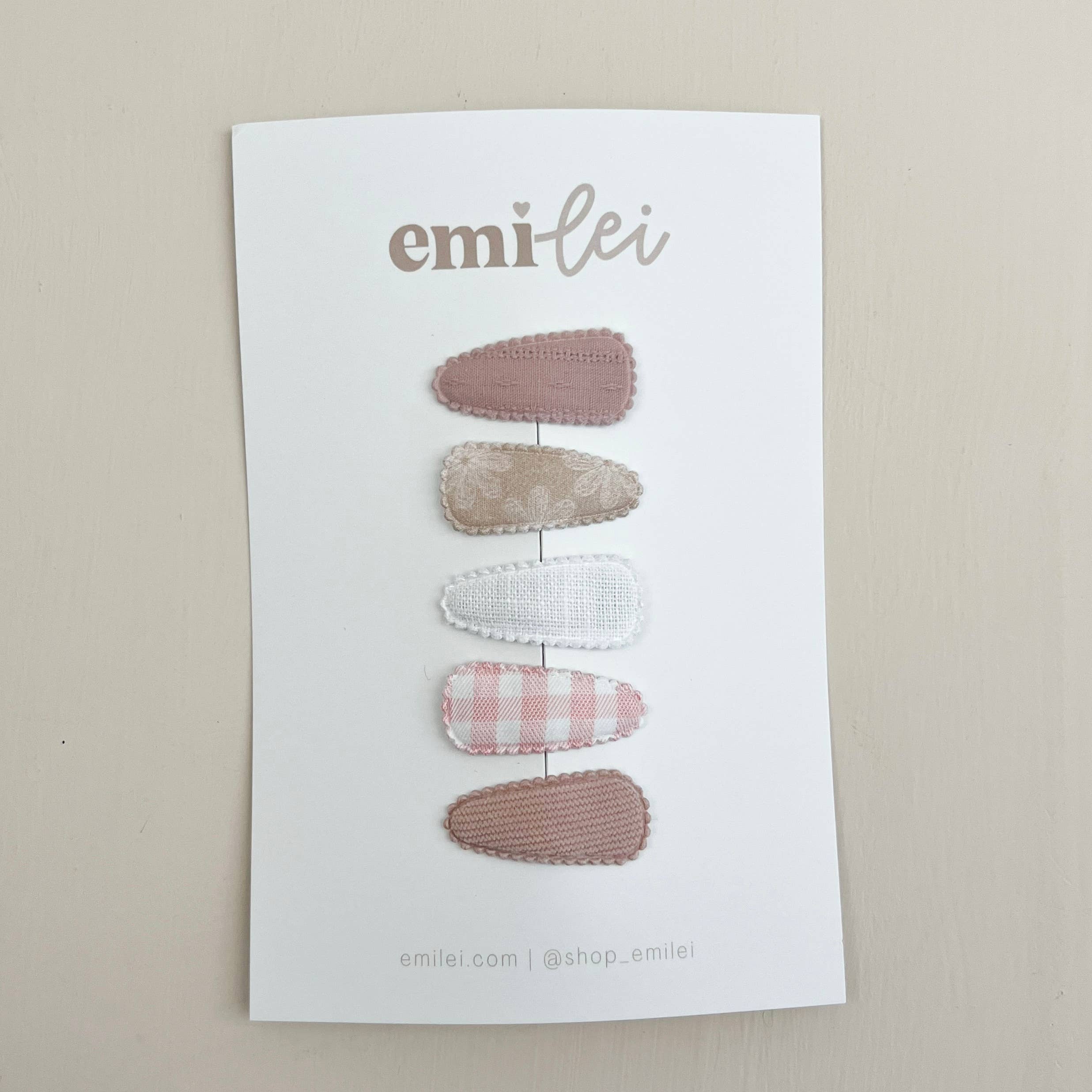 Mini Fabric Hair Clip Snap Barrettes (5) 