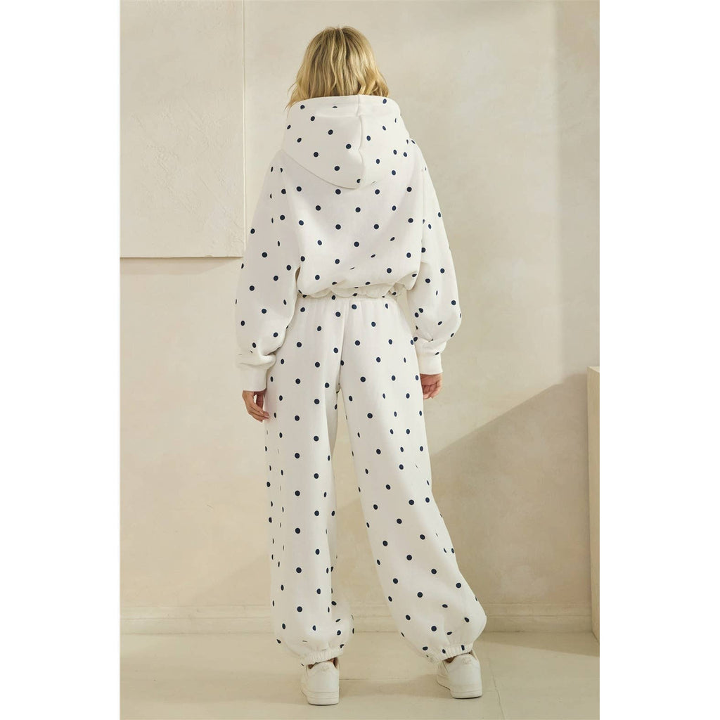 Printed Bubble Hem Knit Hoodie