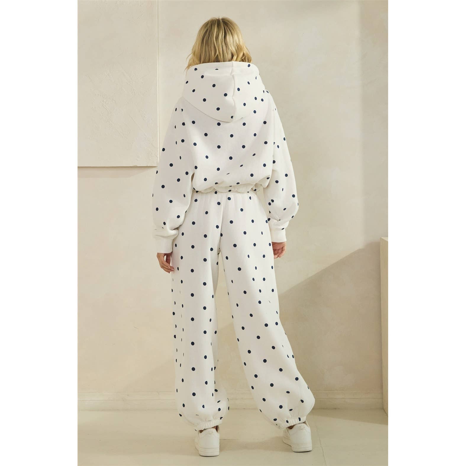 Printed Bubble Hem Knit Hoodie