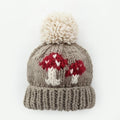 Mushroom Hand Knit Beanie Hat Pebble